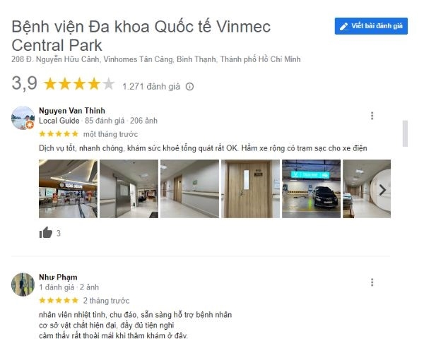 ánh giá về bệnh viện đa khoa Quốc tế Vinmec